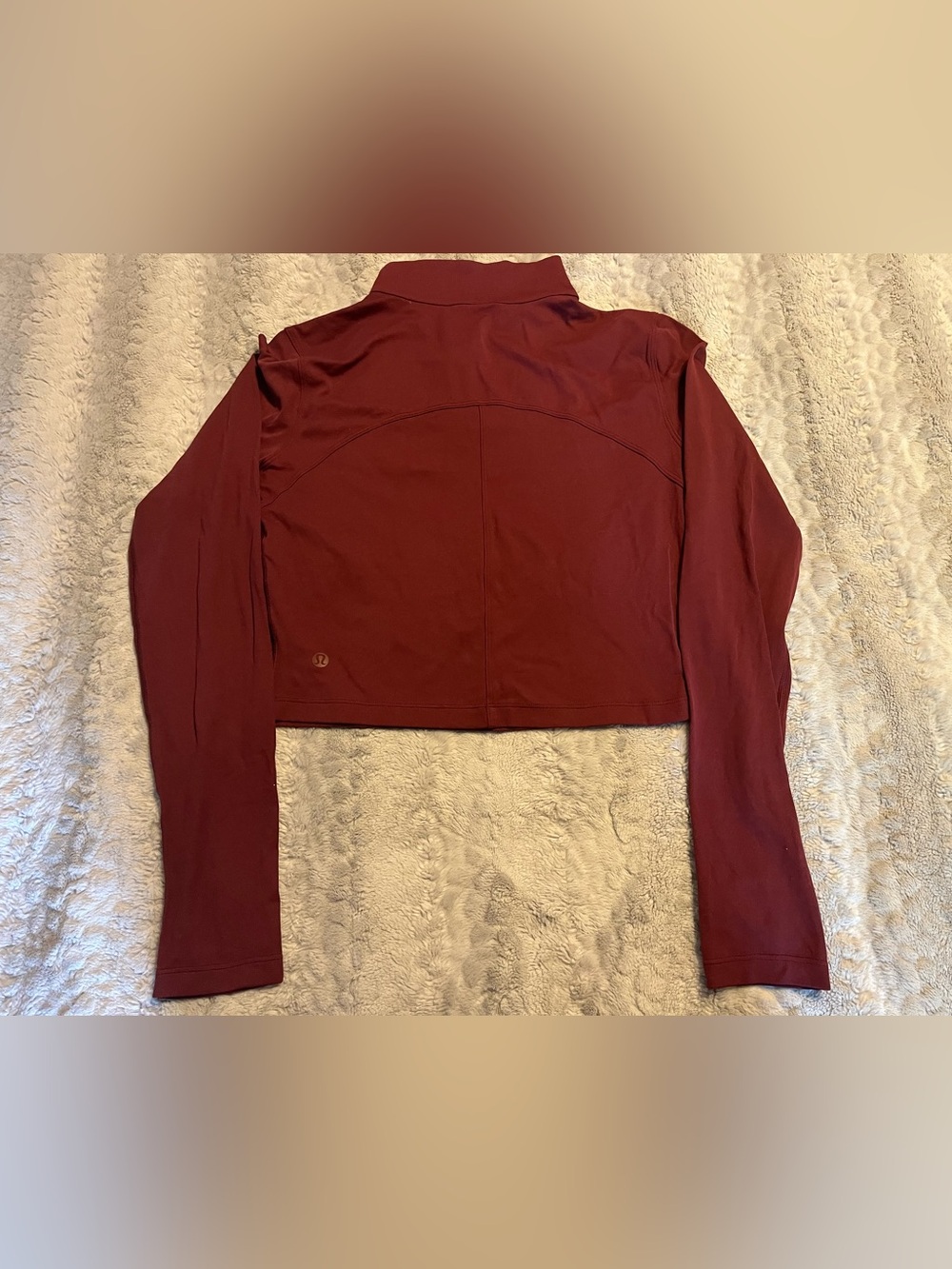 Lululemon Long Sleeve Cropped Mock Neck Top - Burgundy - Picture 4 of 6